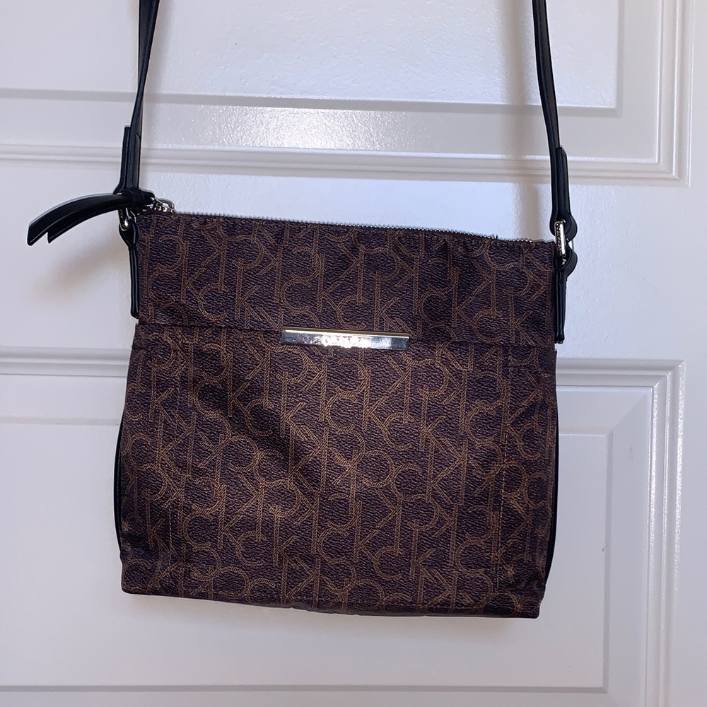 Calvin Klein Dark Brown Logo Crossbody Bag
